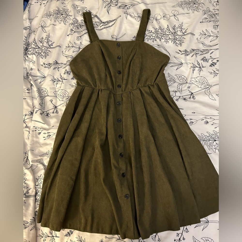 Green button down dress